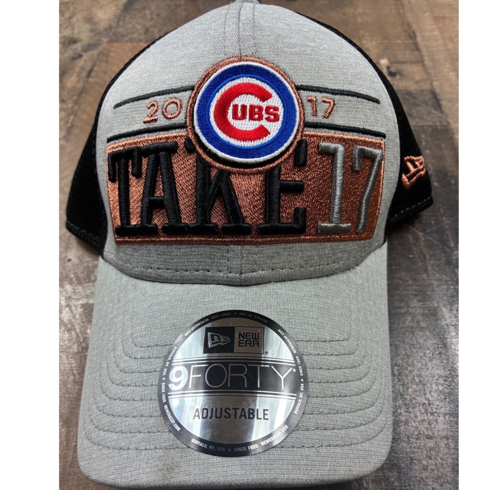 New Era Chicago Cubs Hat Men Adjustable Gray 2017 Postseason Take 17 MLB Cap